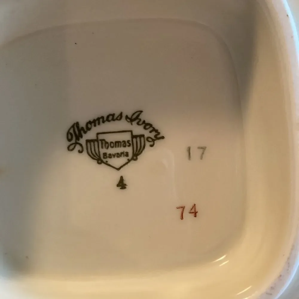 Thomas Porcelain China Ivory Floral bowl with base attached 7.5” x 5.5”